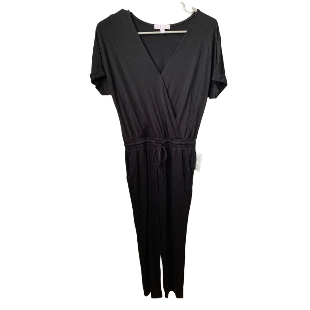 CHELSEA28 NORDSTROM Black WrapFront Elastic Drawstring Waist Jumpsuit
